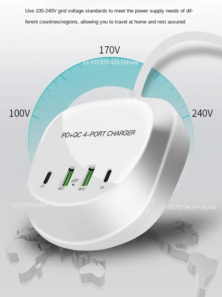 QC3.0 fast charging plug, mobile phone charger, one-to-four multi-port USB socket, universal intelligent socket.