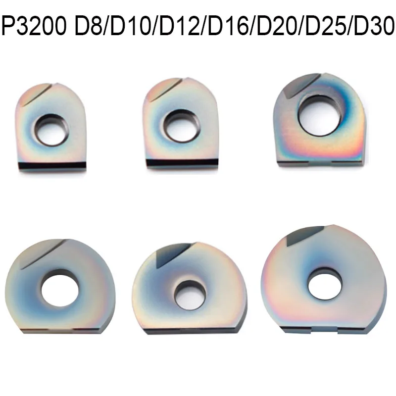 10PCS P3200-D08 P3200-D10 P3200-D12 P3200-D16 P3200-D20 P3200-D25 P3200-D30 CNC Colorful semi-circular insert For quenched steel