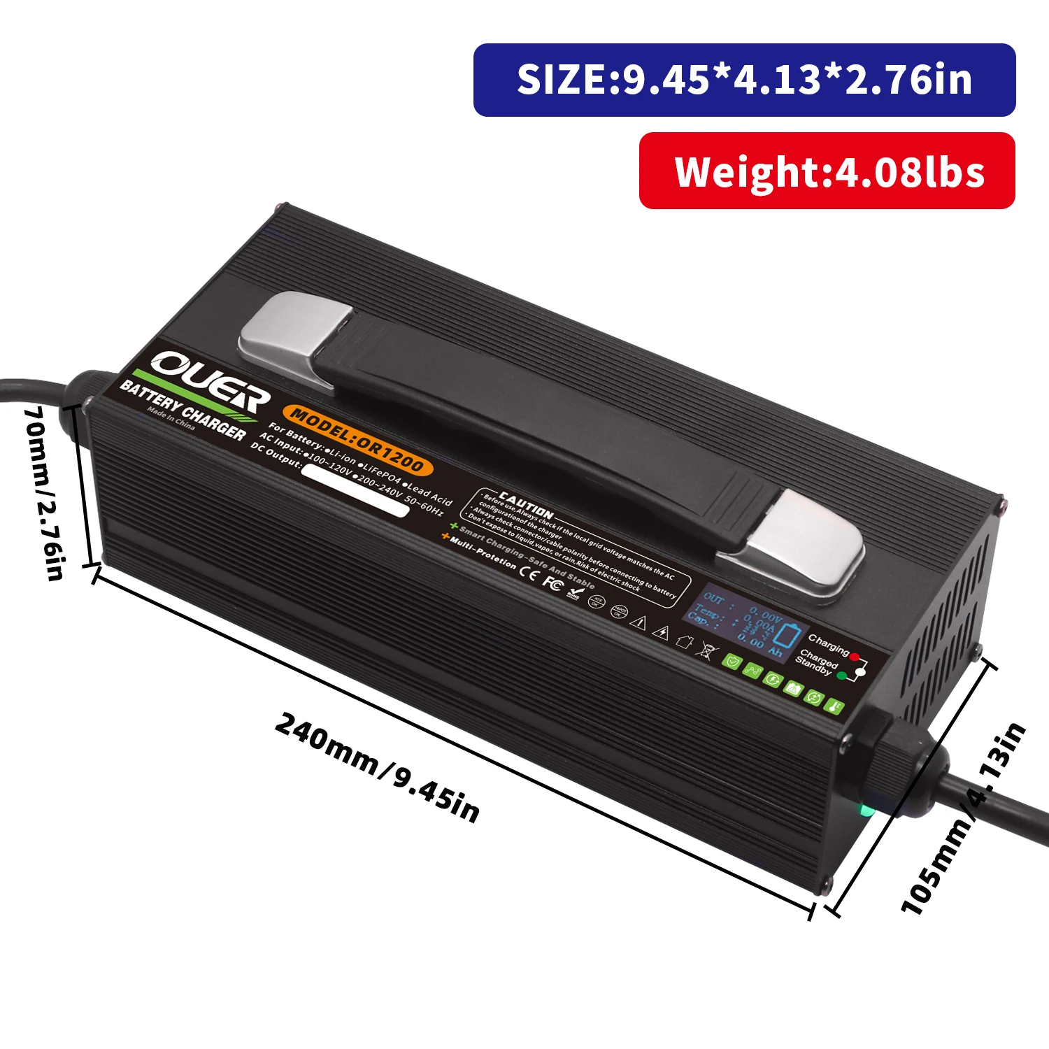 84V 13A Lithium Battery Charger Aluminum Case Suitable Usd For 72V 74V 20S Lithium Battery Fast Charger With Digital display