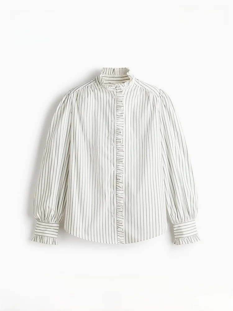 

Женская рубашка H&M, весна 2026: Простая, повседневная, модная, на пуговицах, из смесового хлопка, с длинным рукавом, для офиса и на каждый день