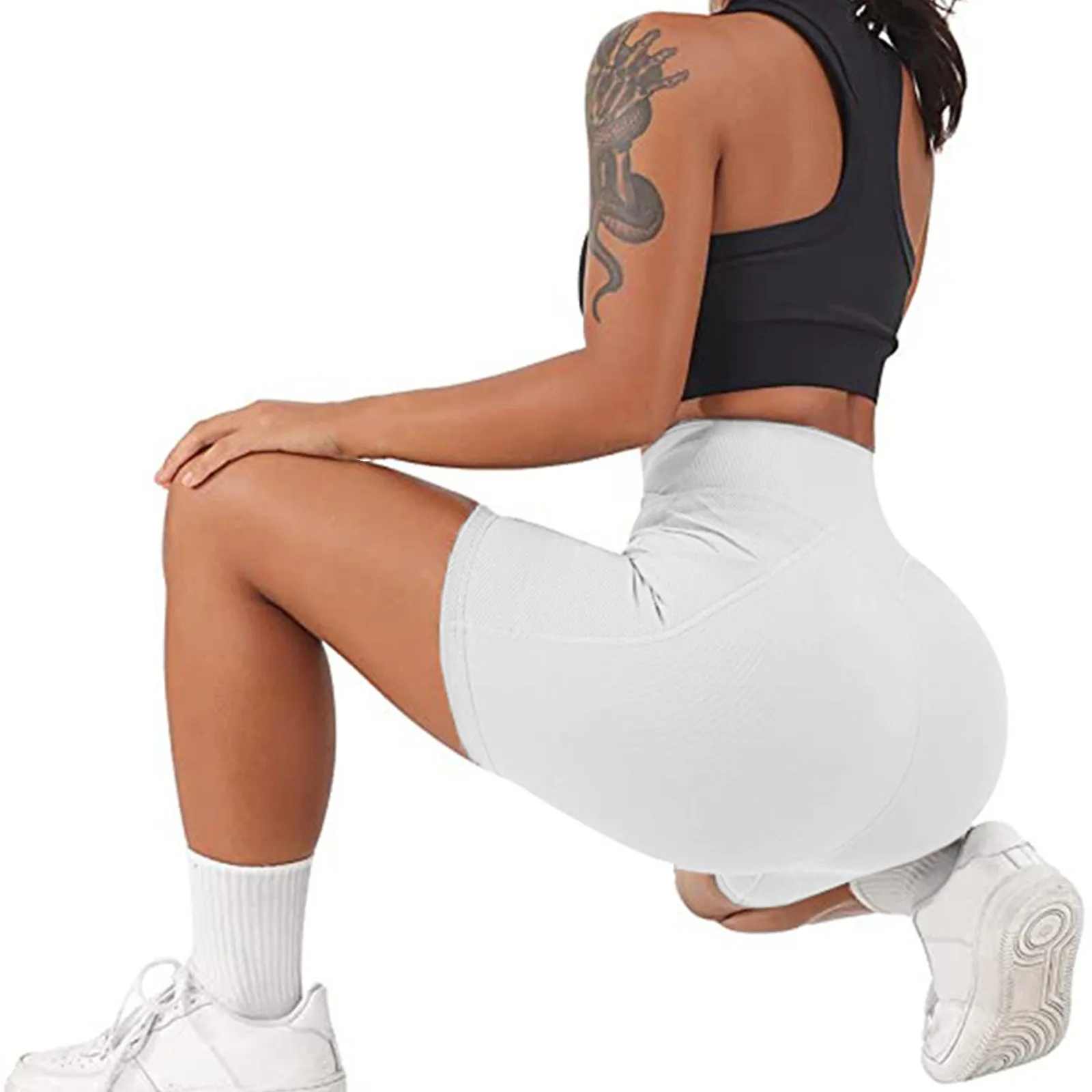 

Women'S Envelope Waist Threaded Yoga Shorts Pockets Seamless Biker Shorts Booty Short Pants Mujer Push Up Gym Clothes Athletic