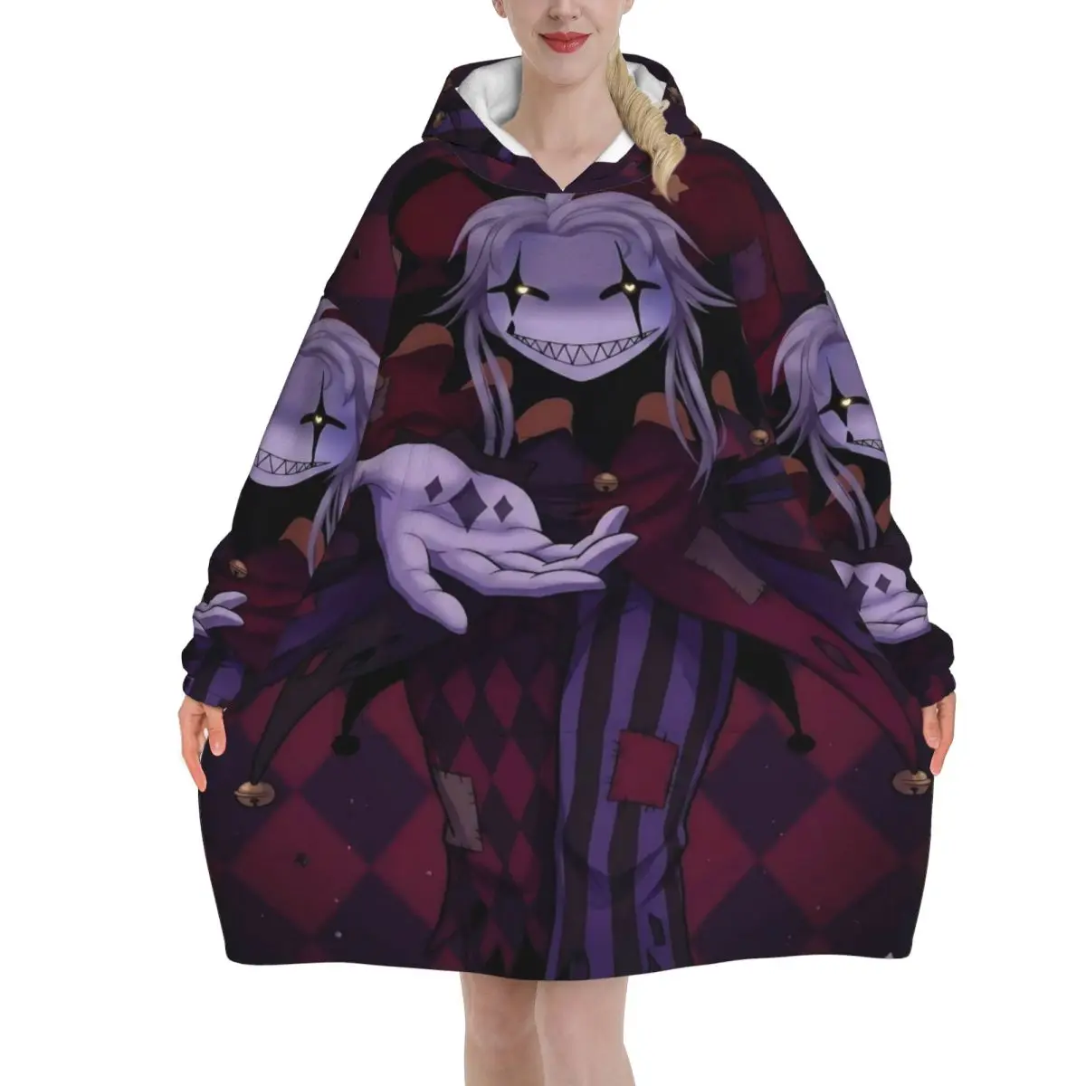 Pierrots The Freak Circus Wearable Blanket Hoodie for Women Men Oversized Sweatshirt Blanket with Pocket
