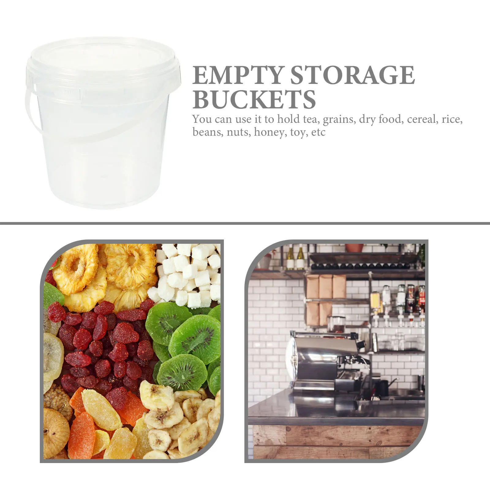 10Pcs Plastic Water Honey Storage Bucket multiuse transparent Food Ice cream Snacks Nut Storage Buckets Bucket with handle for