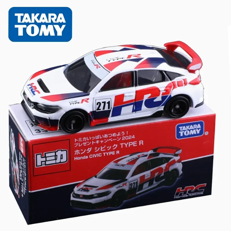 

Модель автомобиля TAKARA TOMY Tomica 2024 1/64 271 Honda Civic TYPE R с красной этикеткой и литой формой из сплава, металлическая игрушка в подарок для мальчиков