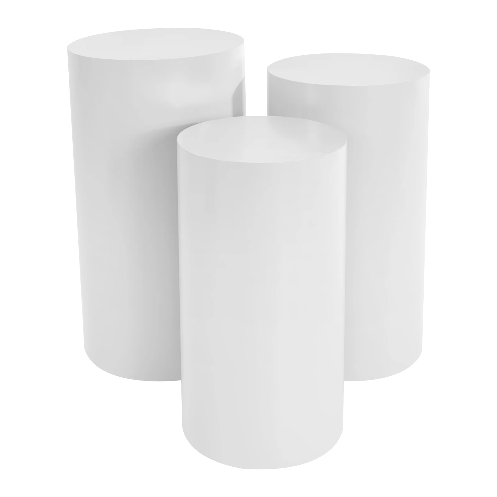3Pcs White Cylinder Pedestal Stands for Parties, Birthday Decors Background Stand for Party Decor, Stackable Storage Cylinder Cake Stand for Wedding Decor Party Prop Cake Fruit Table