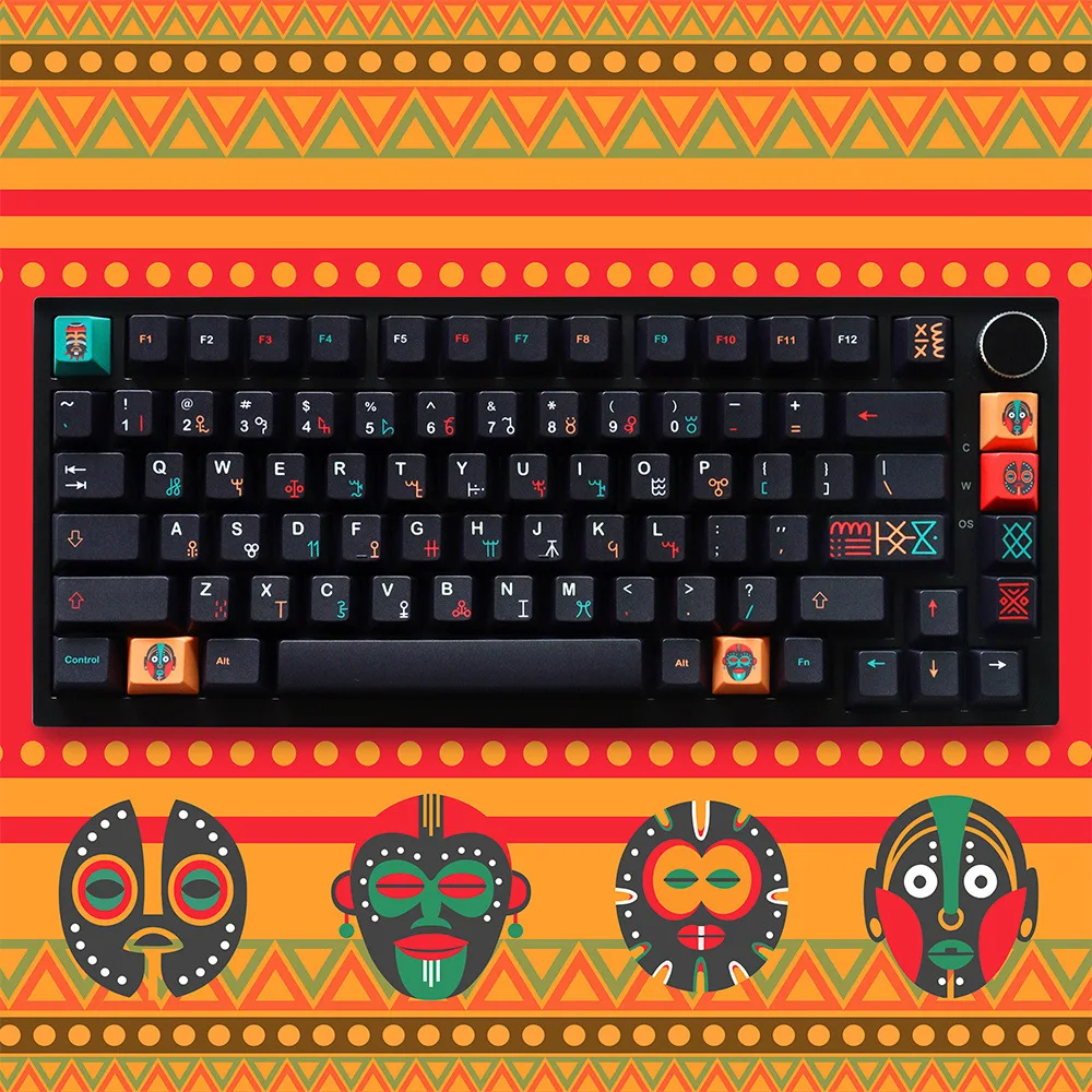 UAE theme keycap PBT material pattern characters clear five-sided sublimation keycap 130 keys