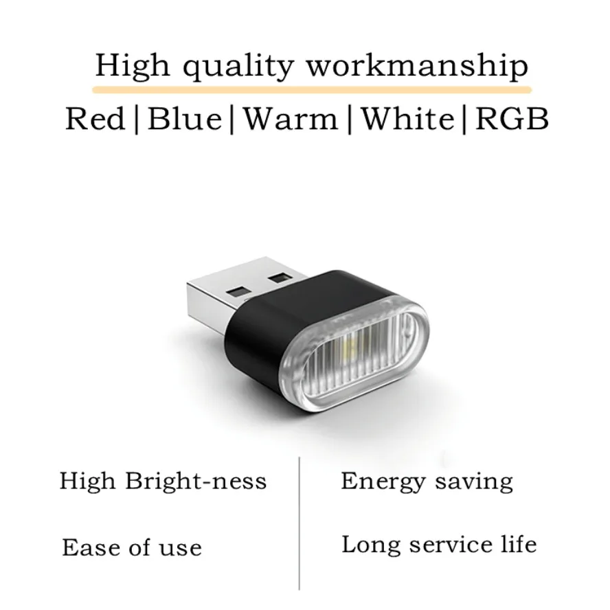 5 stili Mini USB Luce LED USB Luce notturna Modellazione Luce ambientale per auto Luce interna al neon Luce ambientale decorativa per gioielli per auto