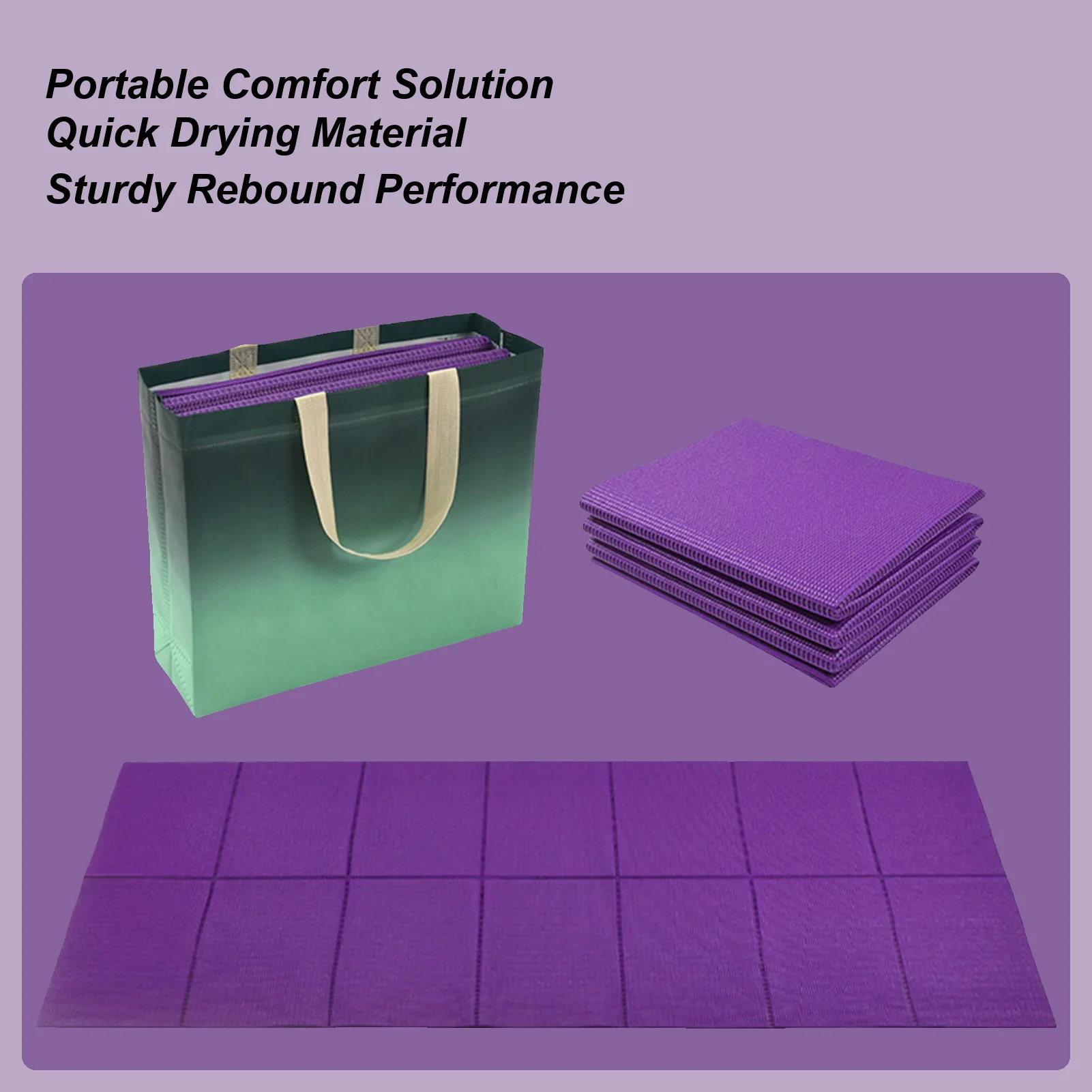

Camping Mat Foldable Cushion Padding with Storage Bag, Workout Equipment for Yoga Exercise Home Gym Outdoor Hiking Beach Picnic