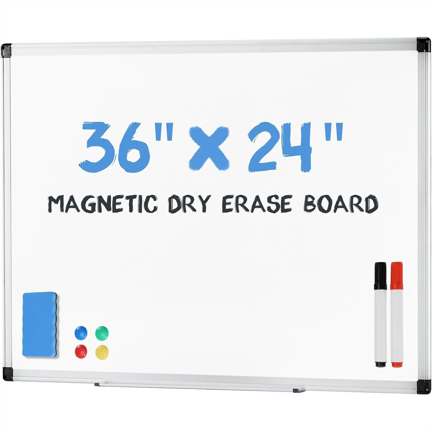 

Magnetic White Board 36x24, Dry Erase Board with Eraser & 2 Markers, Aluminum Frame for Home Office School