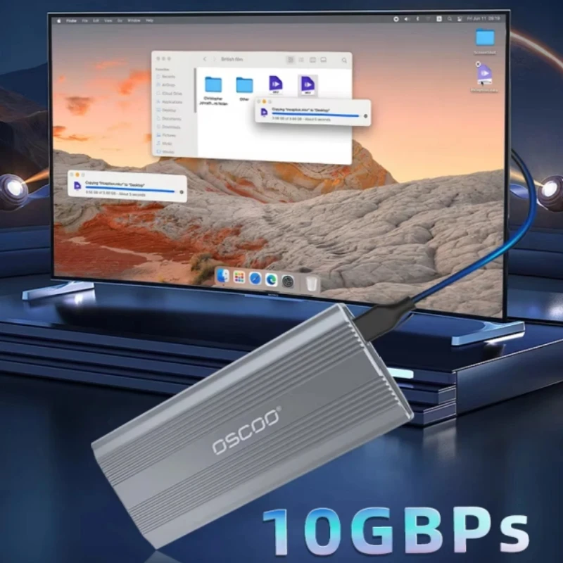 OSCOO-carcasa SSD M.2 SATA NVMe RGB, adaptador de 10gbps, caja de disco duro USB 3,2 tipo C, lector de SSD portátil, carcasa externa