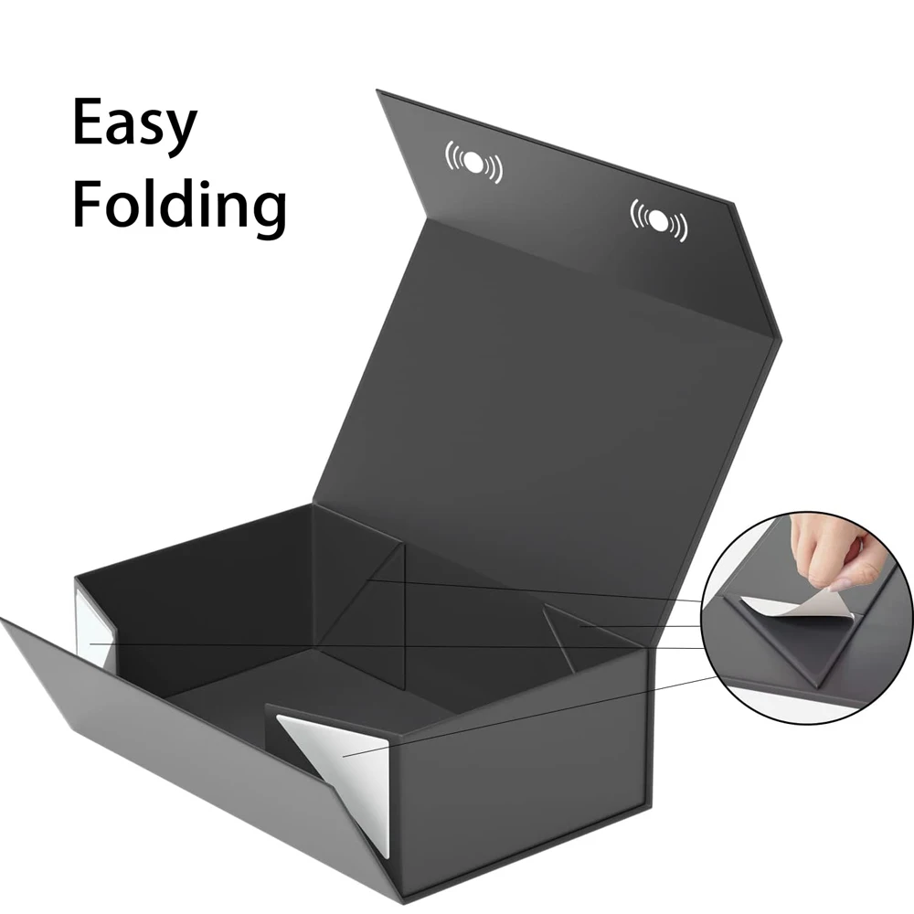 1/5pcs Pink /black Ribbon Gift Box with Lid for Present, Magnetic Closure Rectangle Collapsible Gift Box, Jewelry Gift view 2