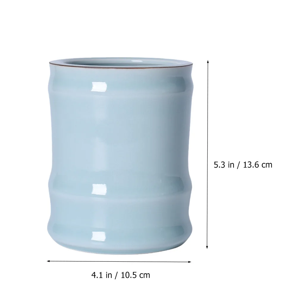 

1Pcs Porcelain Pen Holder Cylindrical Ceramic Calligraphy Brush Storage Jar Desktop Organizer Makeup Brush Container