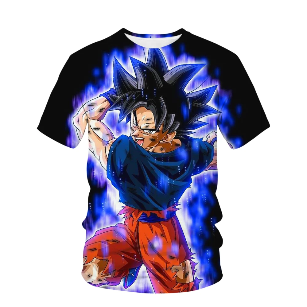 子供用ドラゴンボールTシャツ,3Dプリント,半袖,漫画,男性,男の子,夏