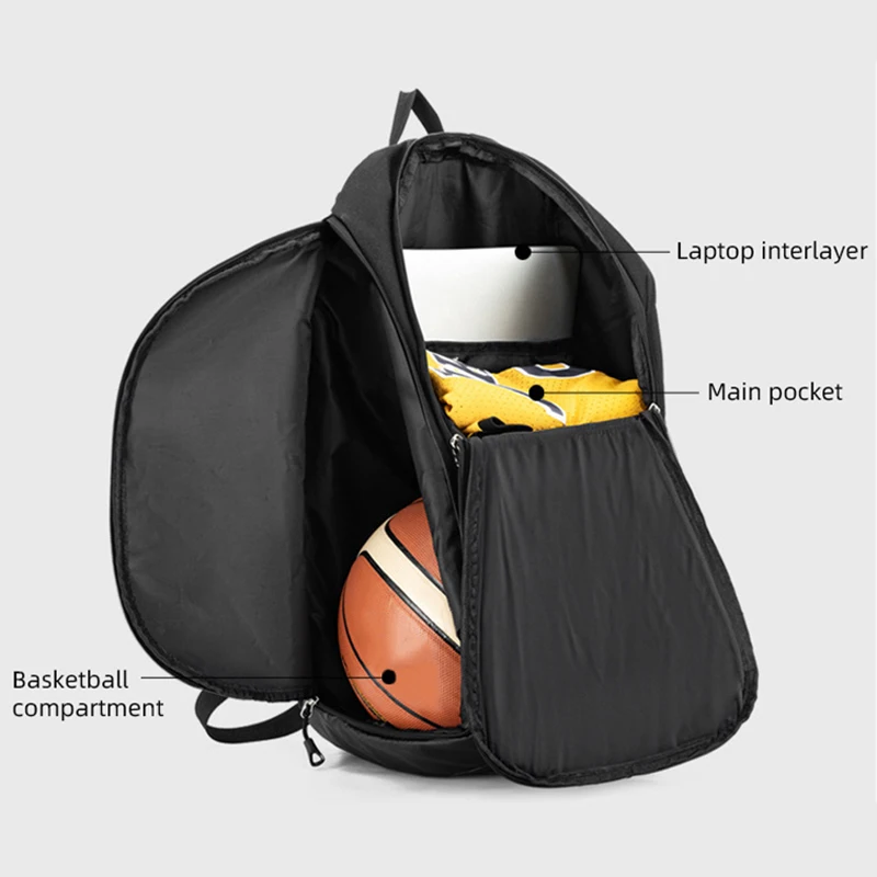 Men's Outdoor Sports Backpack Casual Light Dry and Wet Separation Basketball Football Shoulder Bag Large Training Rucksack