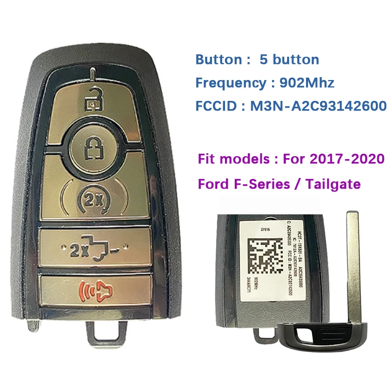 CN018110 Original 5 Buttons Smart Remote Key FCC M3N-A2C93142600 49 Chip 902 MHz Keyless Go For Ford F-Series F-150 2017-2020