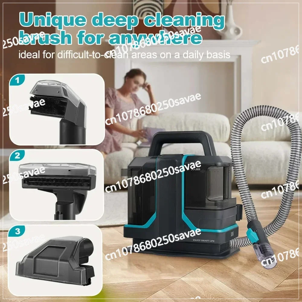 Wet and Dry Vacuum Handheld Portable Corded Sofa Carpet Cleaner Fabric Double Brush Head Stain Fabric Cleaning Machine