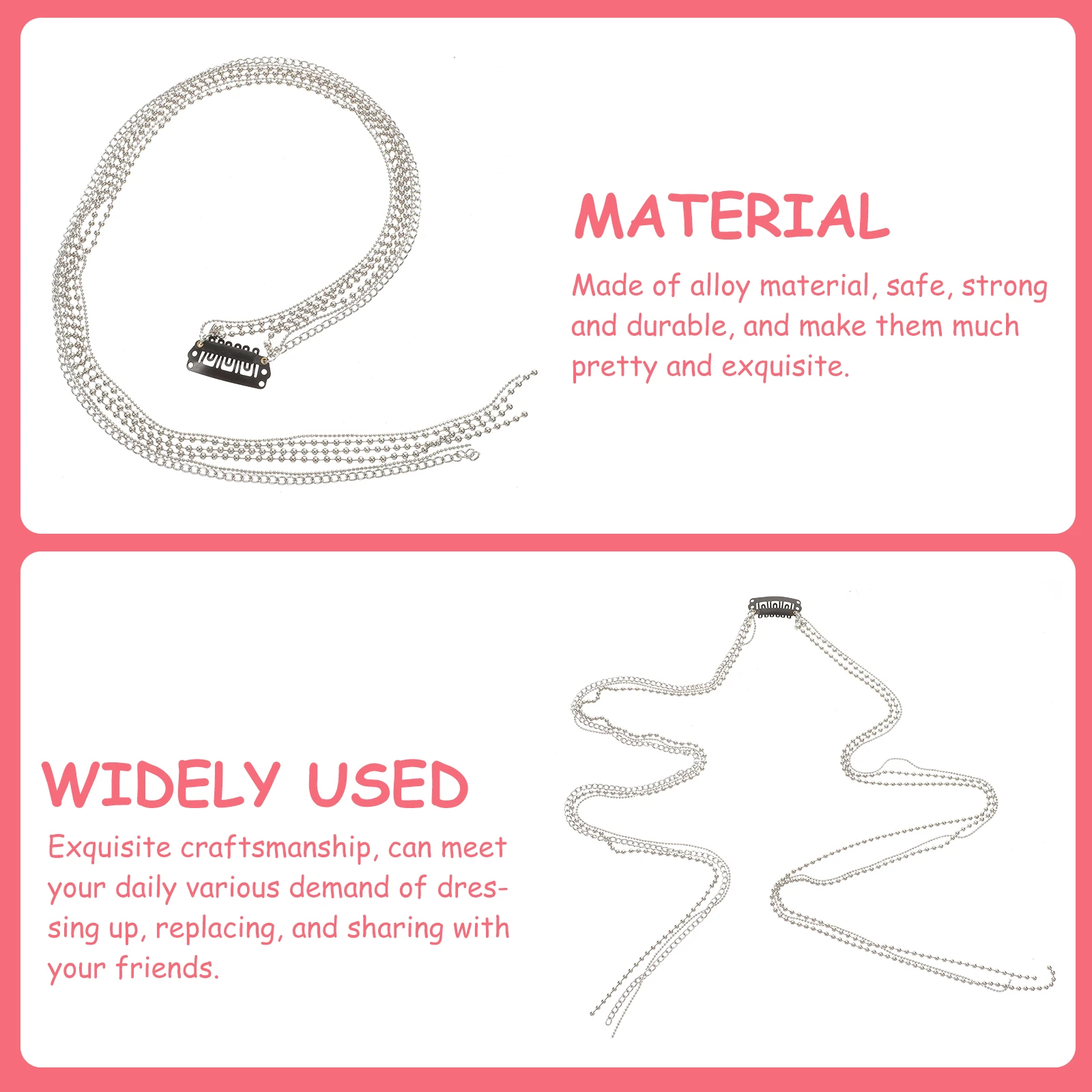 

2Pcs Chain Hairpin Bobby Pins for Women Braid Accessories Braids Clips Alloy Jewels Chains String Jewelry Hair Clamps Hair