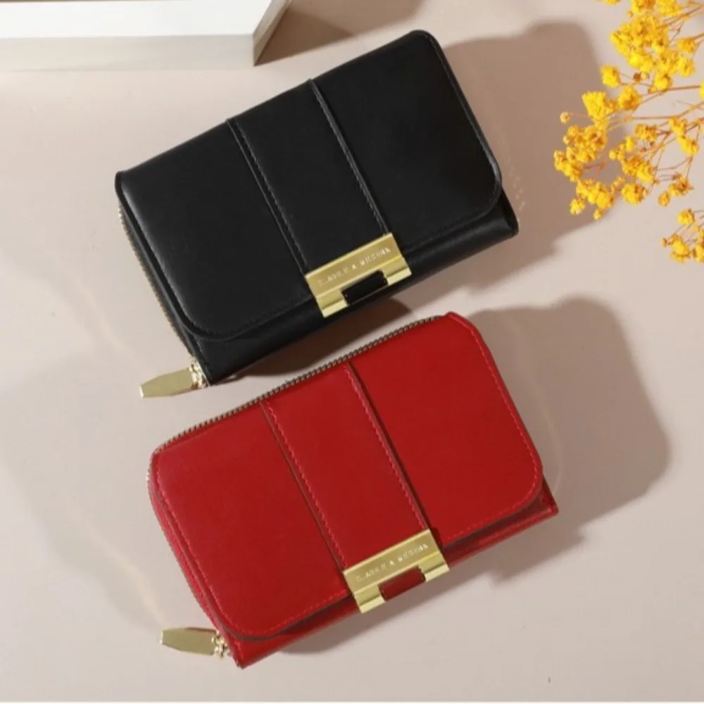 Simple Solid Color Three Fold Wallet Korean Style PU Card Holder Square Short Coin Purse Outdoor