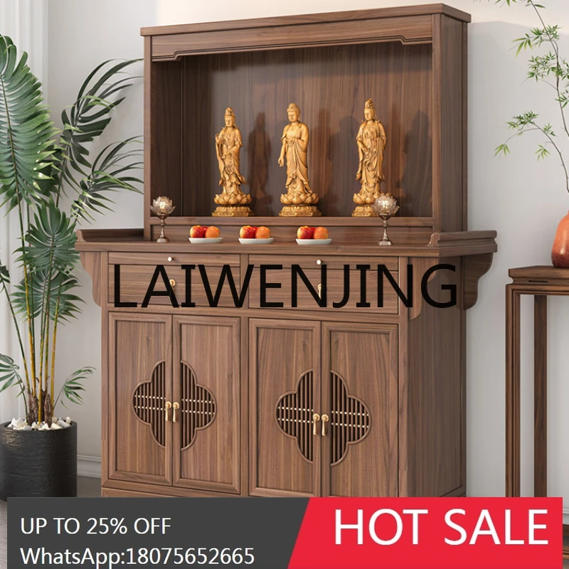 

RWJ New Chinese Style Clothes Closet Prayer Altar Table Guanyin Bodhisattva Household Solid Wood Tibetan Cabinet