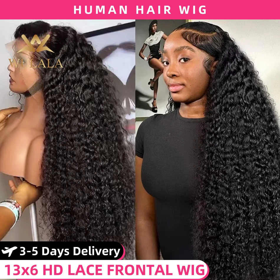 

Wulala 250 Density 13x6 Hd Water Wave Wigs Lace Human Hair Wigs For Women 13x4 30 40 Inch Deep Wave Frontal Wig 360 Lace Front