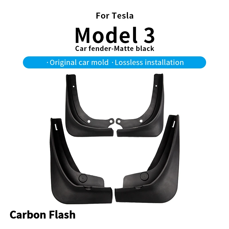 

Carbon Flash for 2021-2023 Tesla Model 3 fenders, non-perforated front and rear wheel modification accessories Matte Black