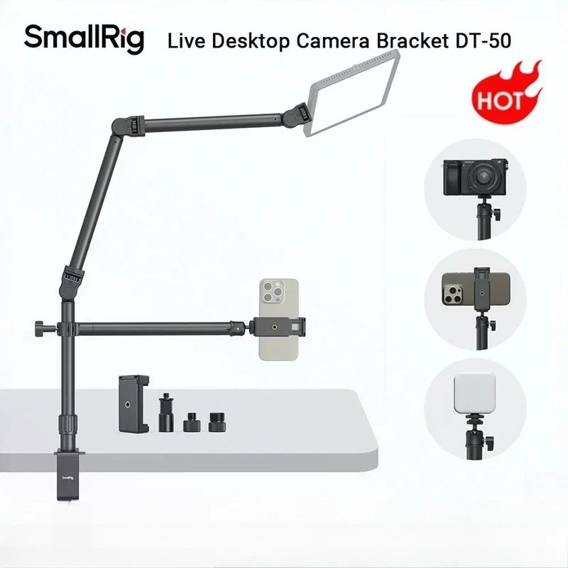 smallrig-4456-live-desktop-camera-bracket-dt-50-with-flexible-arm-w-360°-rotatable-ball-head-c-clamp-for-photography-live-stream