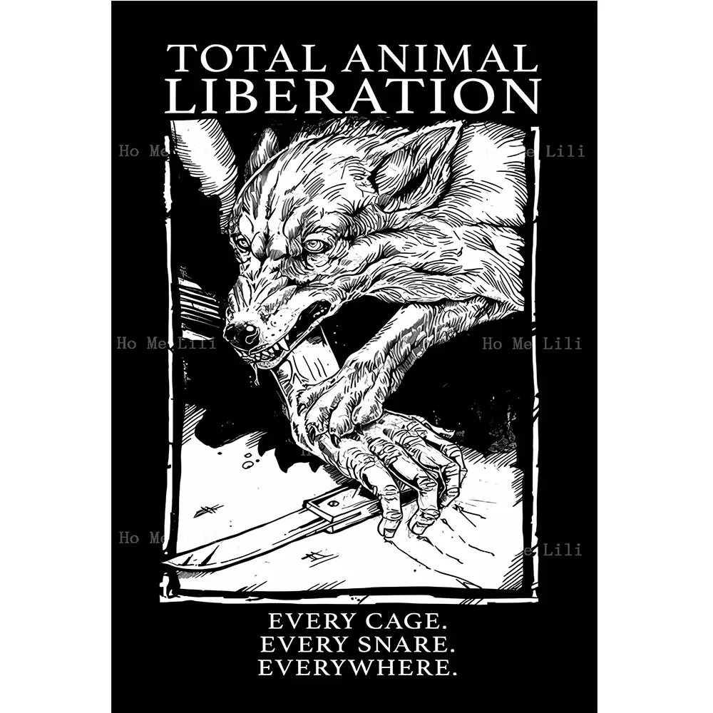 Total Animal Liberation Vegan Animal Rights Punk Retro Painting Canvas Wall Art Living Room Bedroom Bathroom Decor