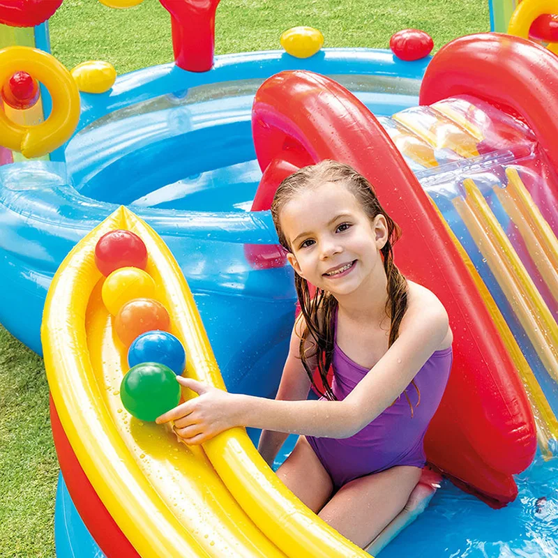 INTEX Figure-eight Rainbow Slide Park Inflatable Pool Bouncy Castle Slide Summer Summer Inflatable Swimming Pool