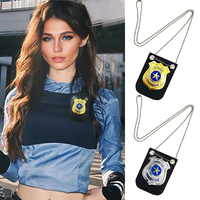 Fashion Cosplay Badge Necklace Unisex Cosplay Toy Police Role Play Toy Dress Up Metal Badge Party Dance Dress Necklace
