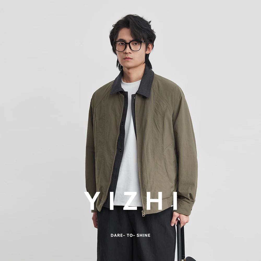 

Fashion Men's Denim Contrast Color Lapel Fake Two-Piece Jacket 2026 Spring New Lightweight Casual Simple Commuting Jacket