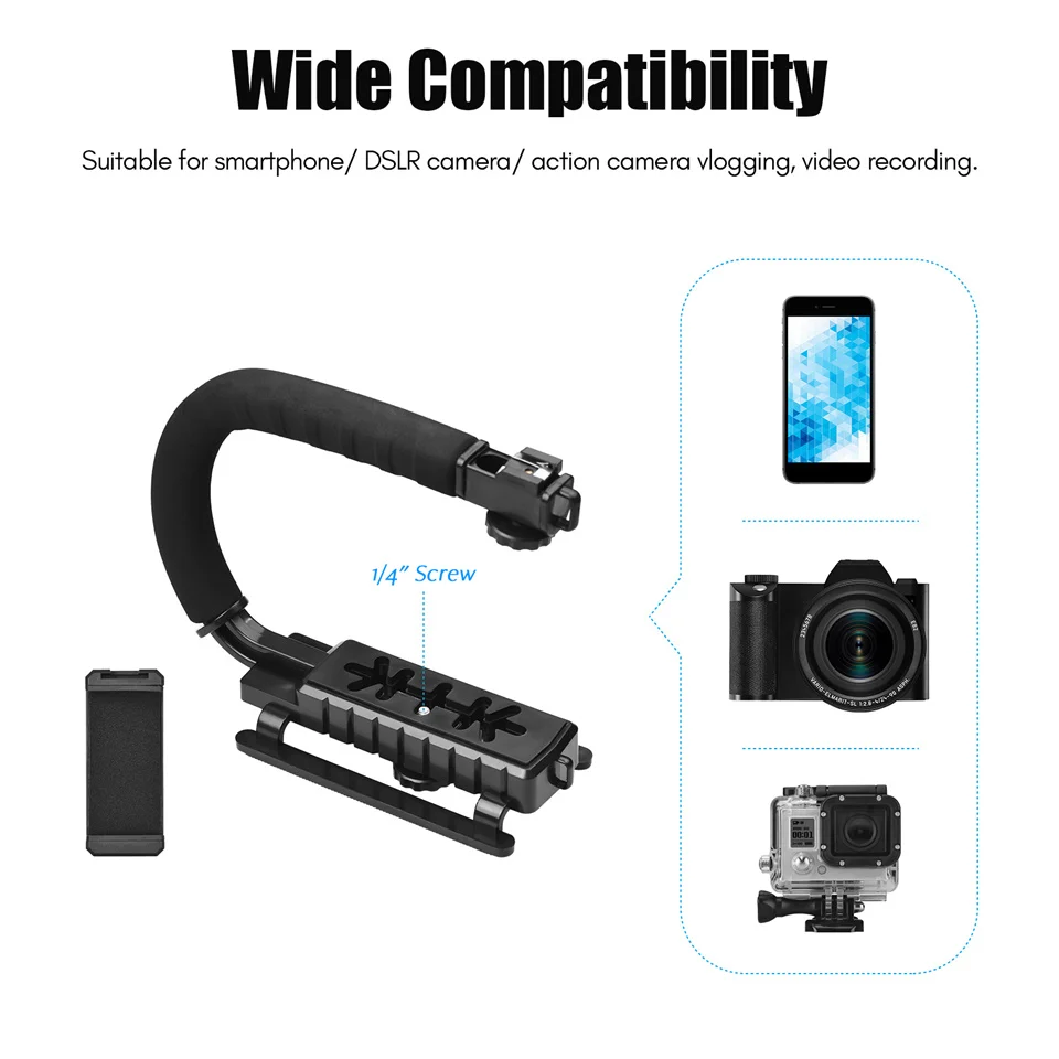 Universal Photography Video Handheld Vlog Stand Stabilizer Kit LED Light Microphone Remote Shutter Phone Camera Video Recording