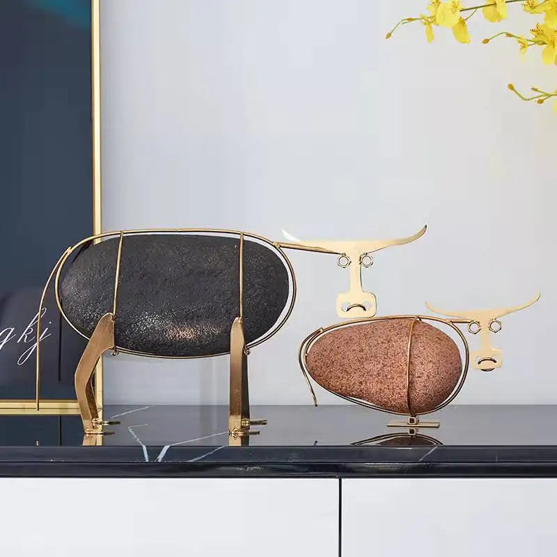 Kreative Luxus Wohnaccessoires Metall Rinder Marmor Dekoration Moderne Desktop-Dekoration Raumdekoration