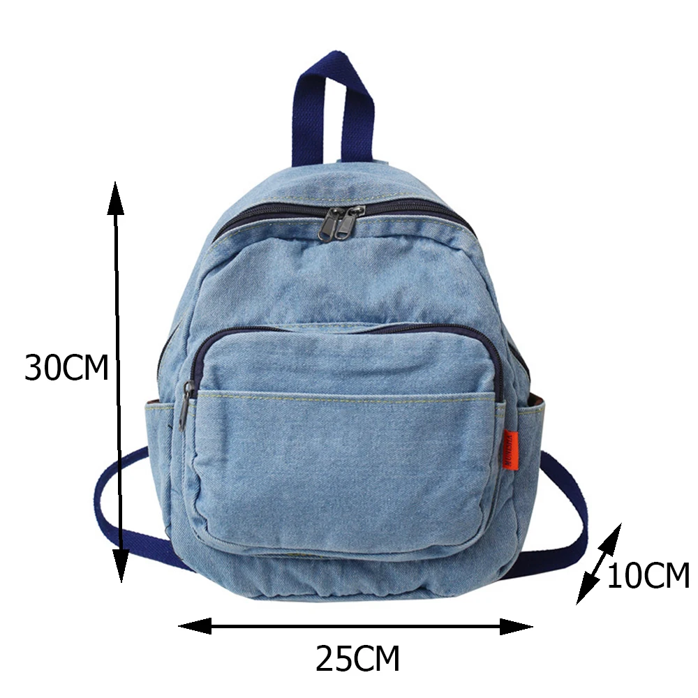 Denim Backpack Can Embroidery Name Women's Outdoor Denim Canvas Travel Bag Custom Personalized Name College Student Schoolbag