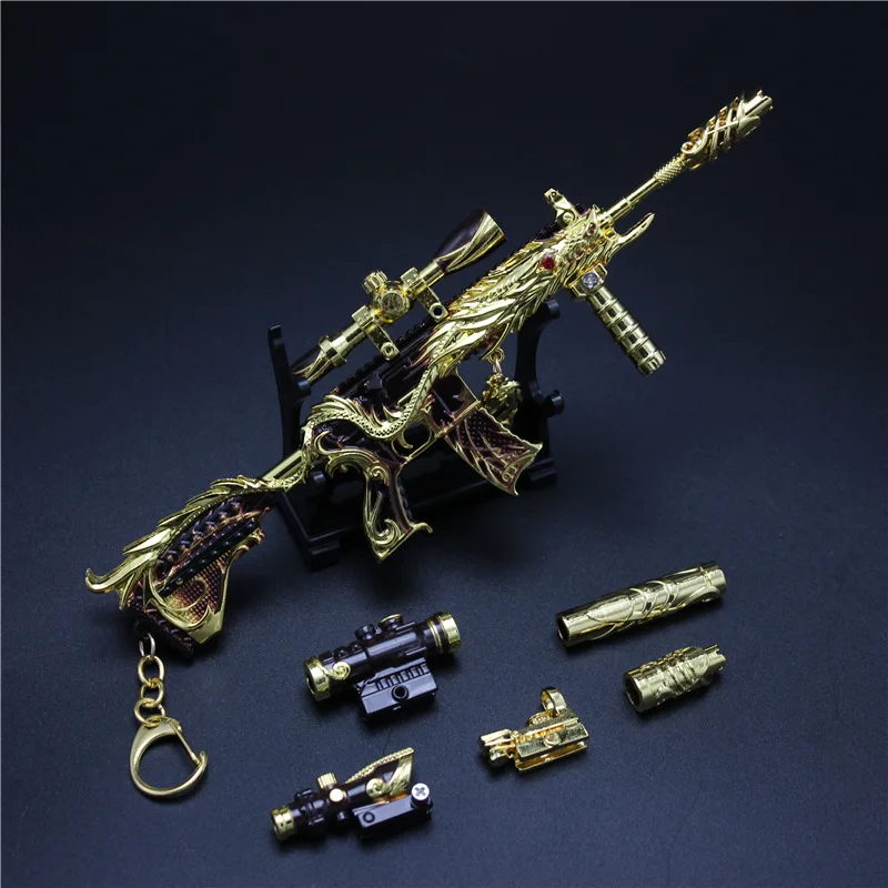 Hot PUBG Toy Gun 22cm Metal M416 Weapon Model Pan Keychain Assemble Parts Alloy Light Key Chain Car Pendant Gift Toy for Boys