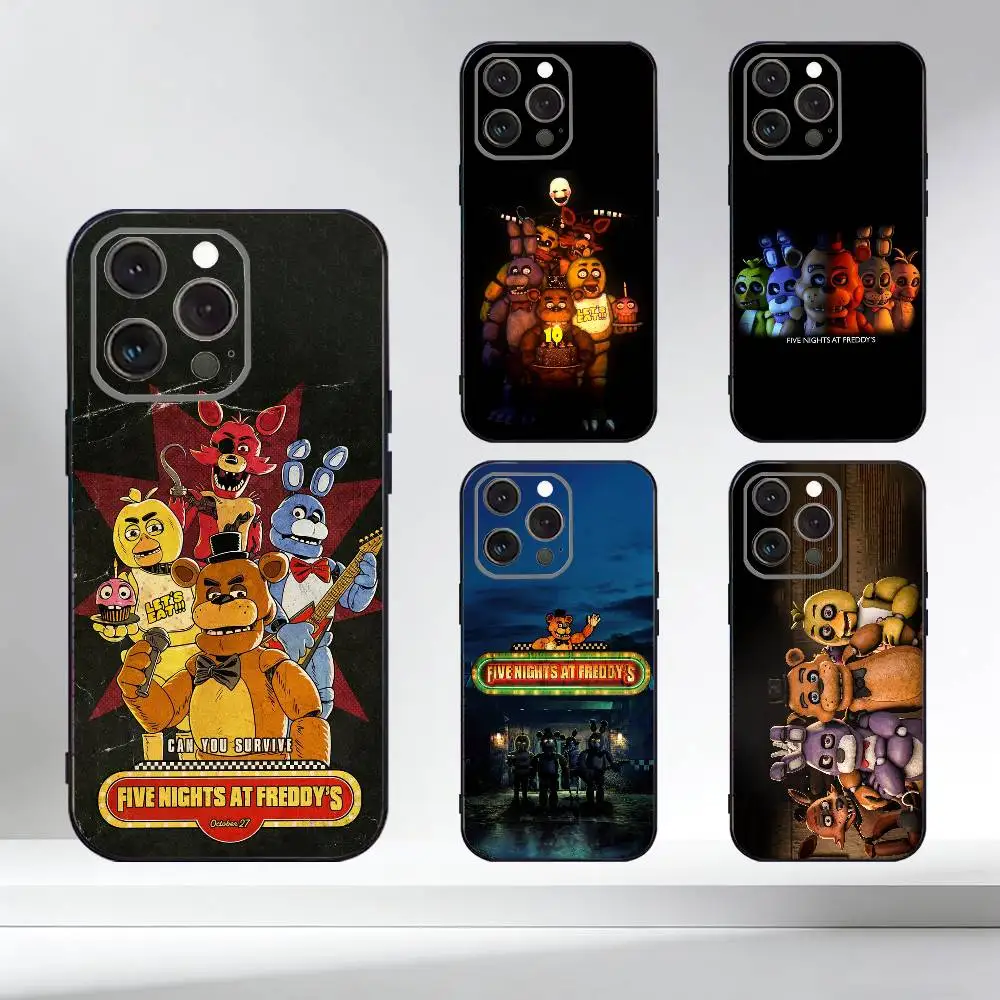 

Five N-Nights At F-Freddys F-Fnaf Phone Case For iPhone 17,16,15,14,13,12,11 Plus,Pro Max,XS,Soft Silicone Black Cover