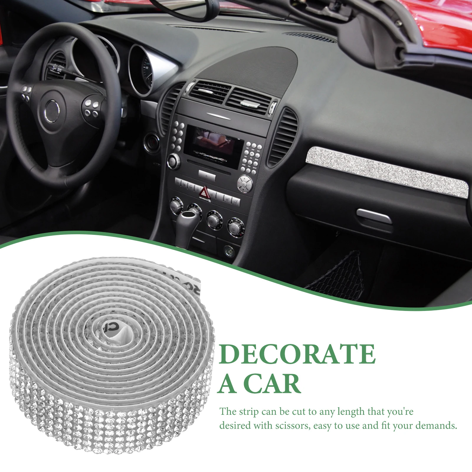 

1 set Flash Rhinestone Strip Adhesive Craft Trim Self-Stick Belt Decor Ribbon for Clothes Car Gifts Bling Embellishment Stickers