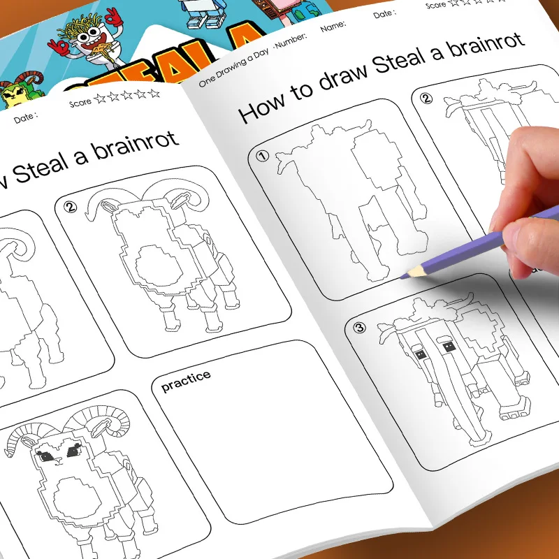 So zeichnen Sie: Ein Aktivitätsbuch zum Thema „Steal a Brainrot“: Einfache Schritt-für-Schritt-Anleitungen | Lustiges Meme-Kreaturen-Kunstbuch für Kinder – Detail 1