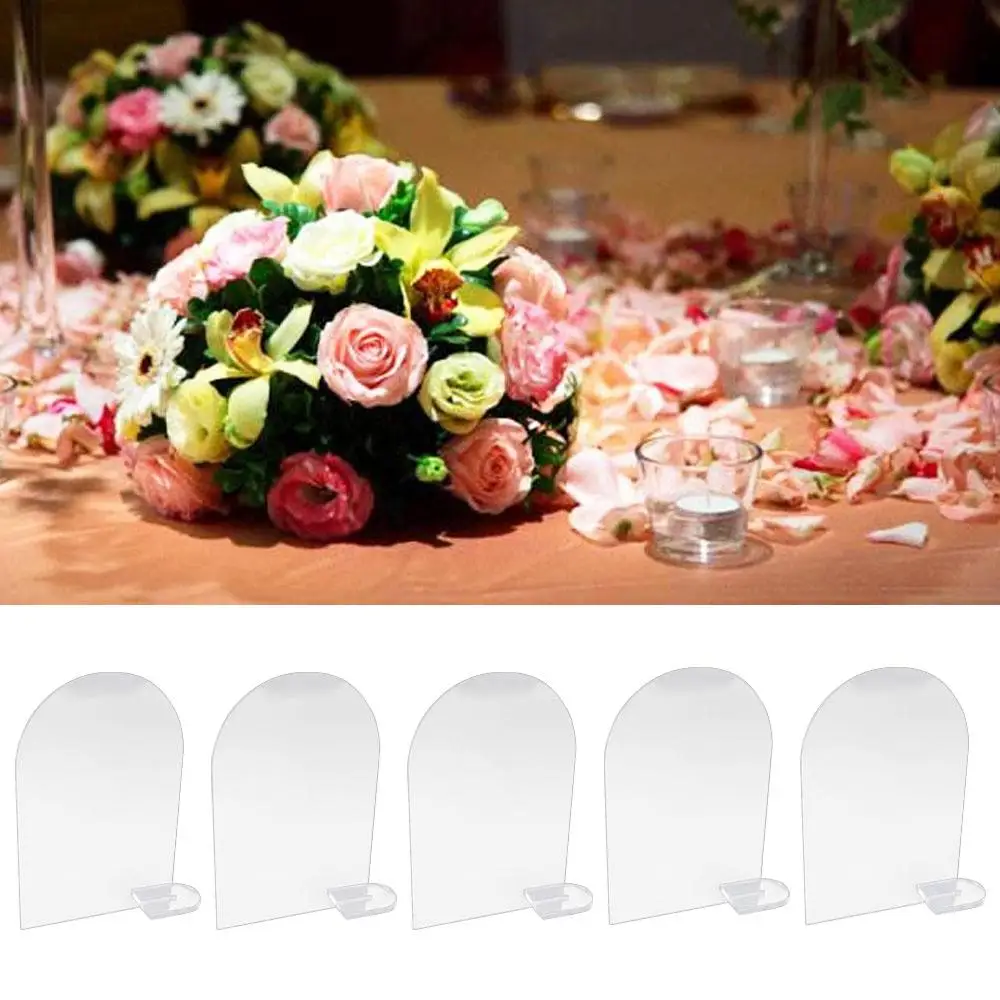 

5pcs Durable Arch Arch Place Card Blank Transparent Acrylic Table Signs Acrylic with Holder Arched Name Signs Cafes