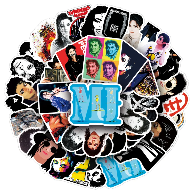 Pack de 51 autocollants Michael Jackson, reine du pop, imperméables, pour ordinateur portable, réfrigérateur, valise, voiture, skateboard, guitare, décoration