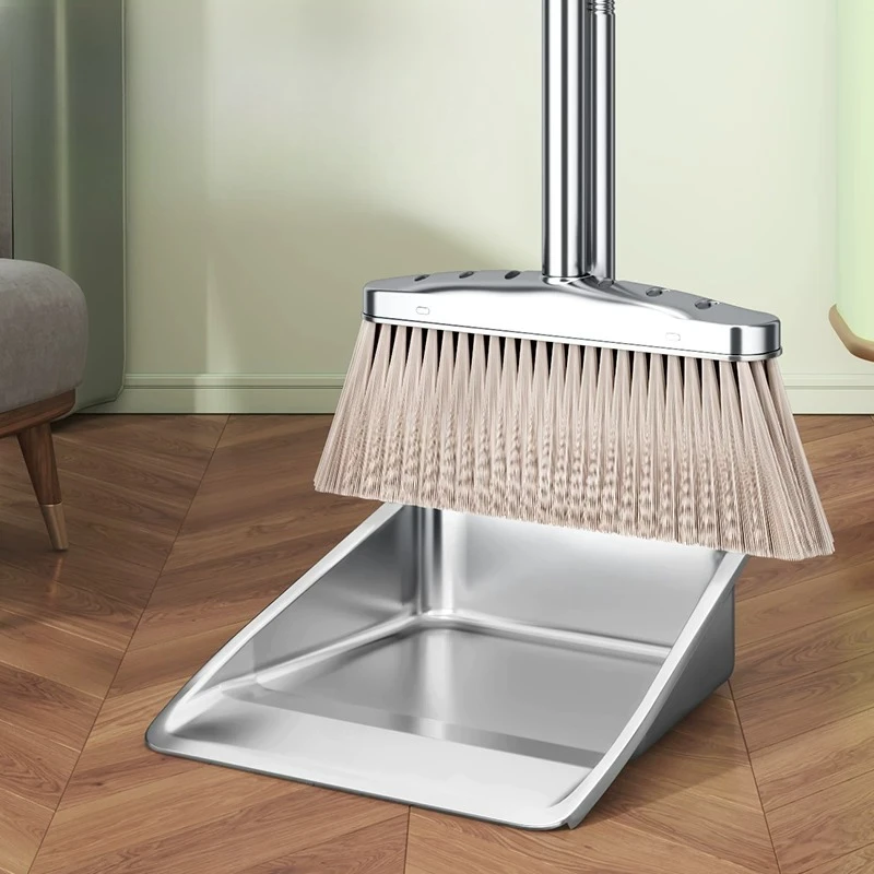 

Stainless steel broom set two-piece dustpan household sweeping broom dormitory broom garbage shovel