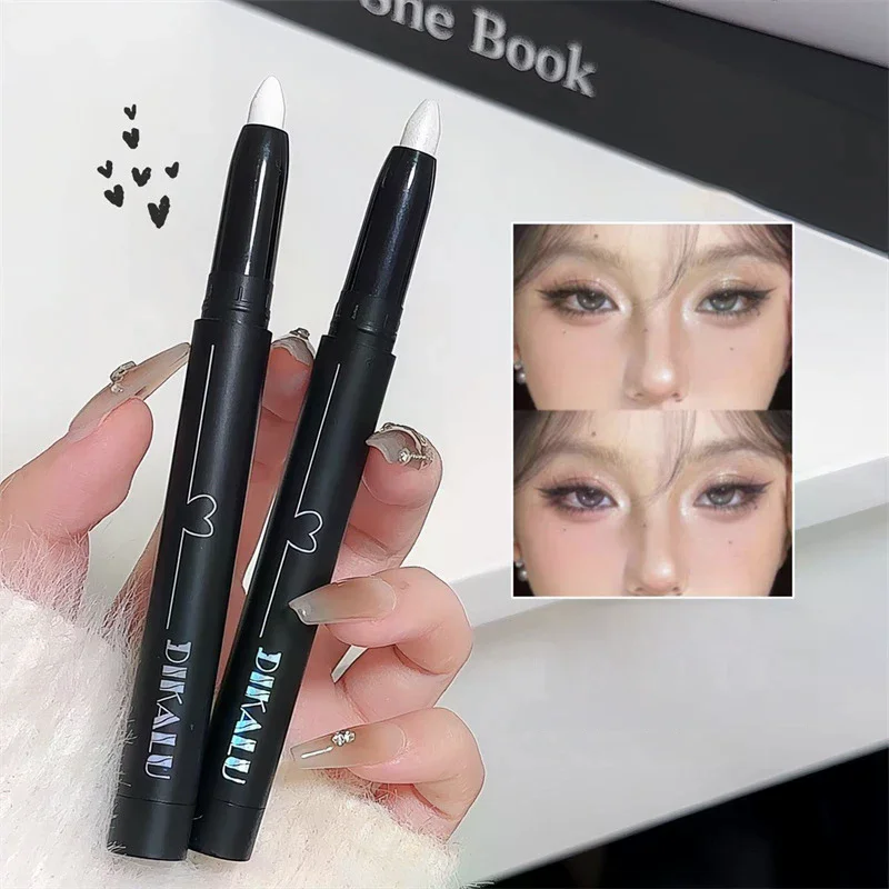 DIKALU Shiny Pearl Lidschattenstift, weiß, matt, glitzernd, Eyeliner-Stift, wasserdicht, lang, erhellt die Augen, liegend, Seidenraupe-Stick-Make-up