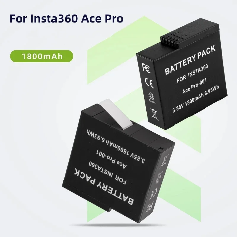 For Insta360 Pro/Ace 1800mAh Battery+LED Dual Charger for Insta360 Ace Pro Rechargeable Li-ion Battery Action Camera Accessories