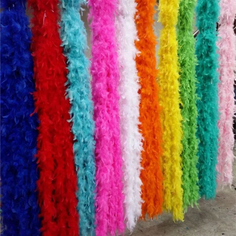 

2m/40g 10Pcs Turkey Marabou Feather Boa Colored Pluma Dress Shawl DIY Craft Wedding Scarf Decor Sewing Costume Trims Accessories