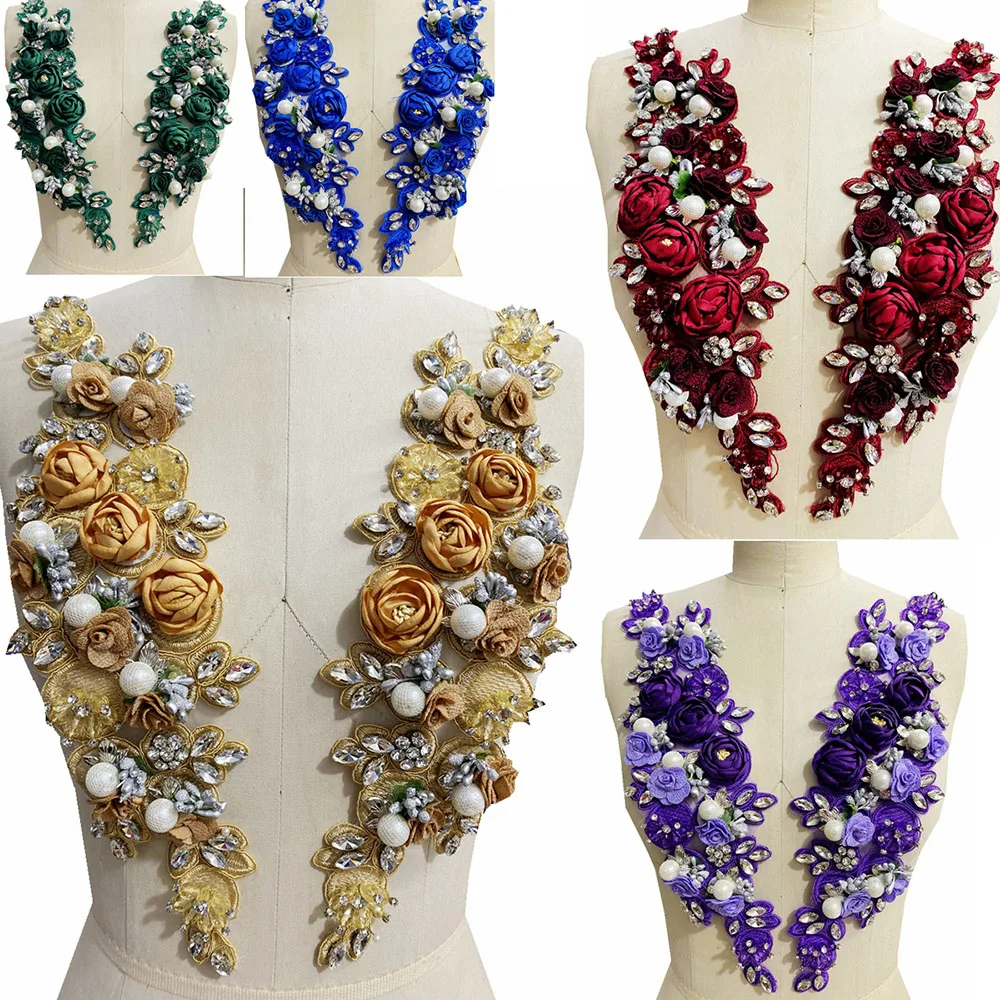 1 stück 3D Blumen Perlen Perle Handgemachte Blume Applique für Kleidung Hohe Qualität Braut Kleid Hochzeit Dekoration – Detail 1
