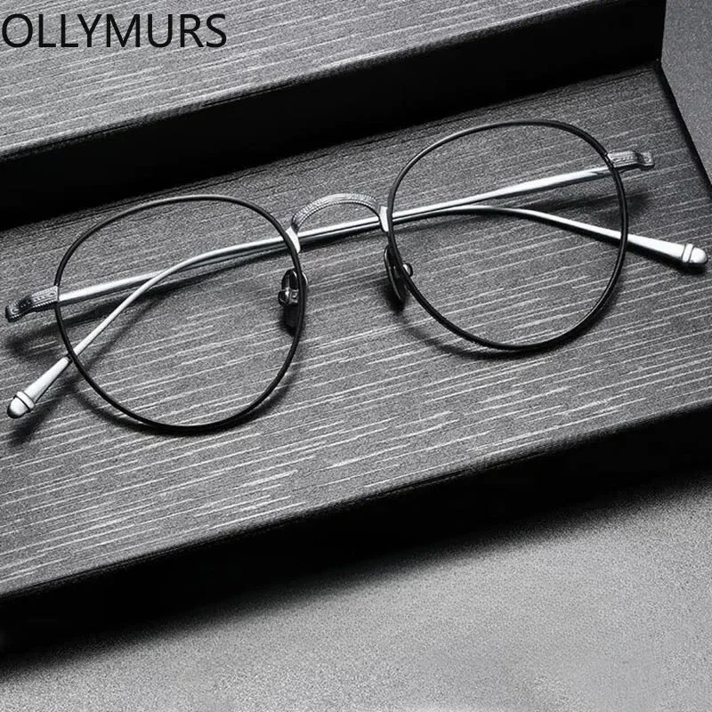 

OLLYMURS Ultralight Titanium Eyeglasses Men Women Fashion Round Full Rim Optical Glasses Frame Prescription Spectacle M3085