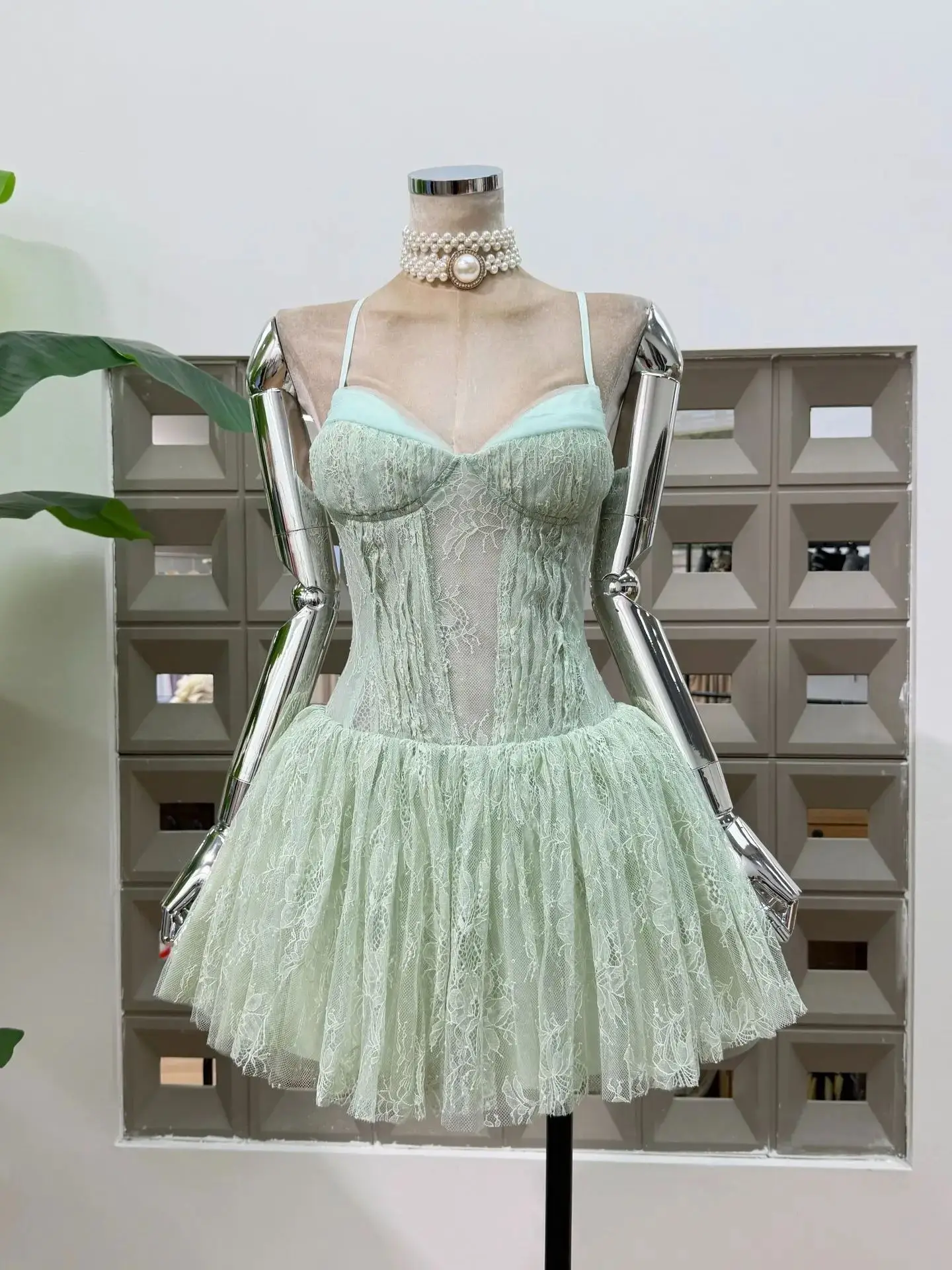 

Women Sexy Mesh Camisole Short Dress New Trendy 2026 Cocktail Birthday Outfit Nightclub Welcome Club Gowns Celebrity Clothes
