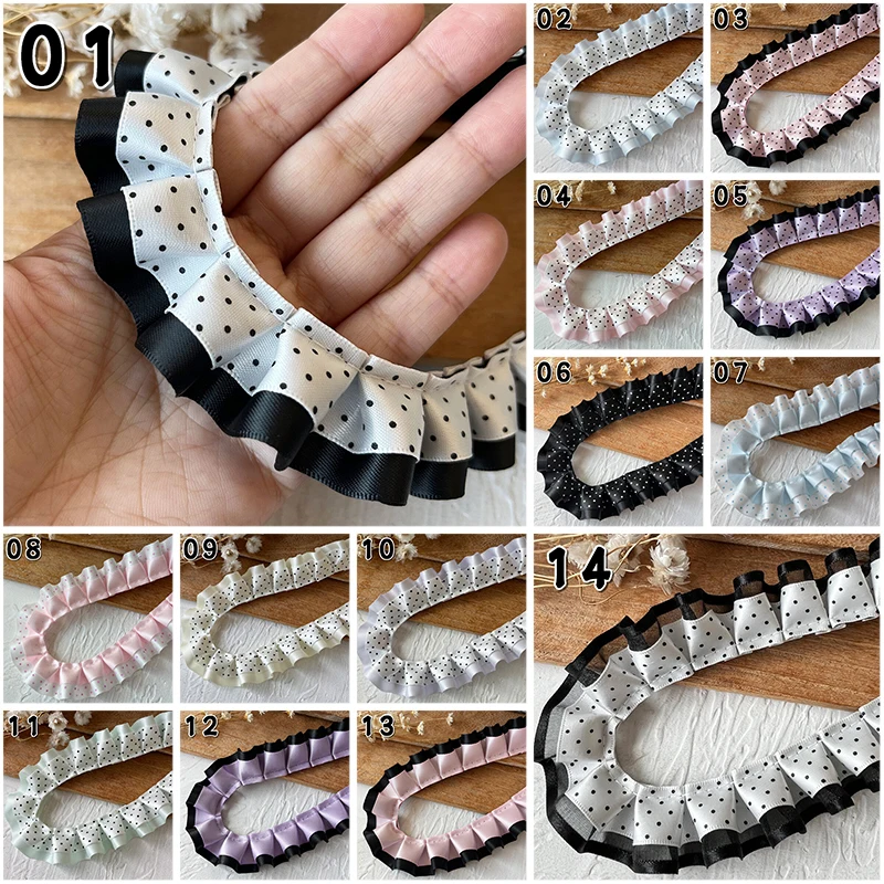 High Grade Pleated Lace Ribbon Trim Accessories for Sewing Garment Dress Hem DIY Hair Badge Card Holder Notebook Decoration