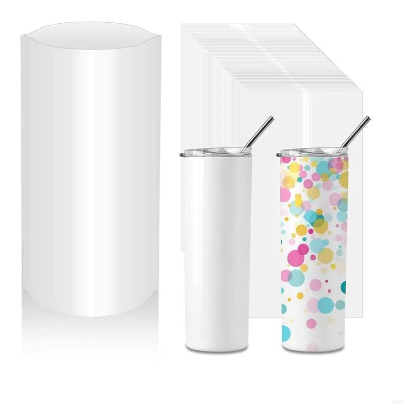 F68D Set of 100 White Sublimation Shrink Wrap for Tumbler Mugs Cups and More Cup Gift Easy to Use Water Bottle Convenient