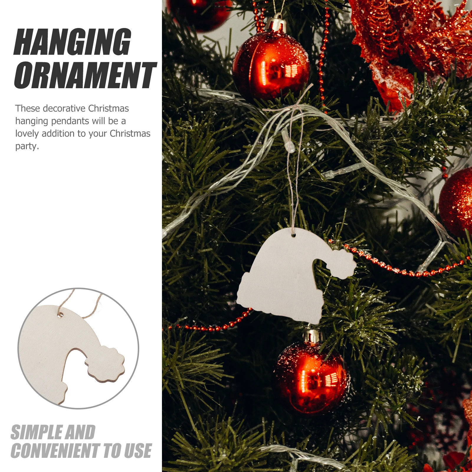 

10 Pcs Christmas Hat Pendant Wooden Hanging Tree Decoration Hats Ornament Label
