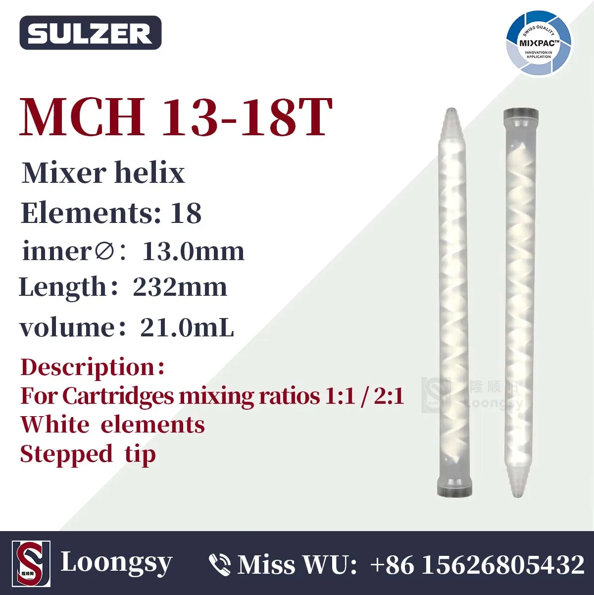 

SULZER MIXPAC static mixer MCH 13-18T mixing nozzle 50pcs